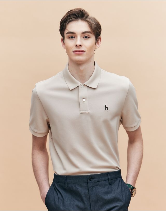 헤지스 맨 [25SS] [링클프리] 베이지 반팔 피케 티셔츠 HZTS5B403I2