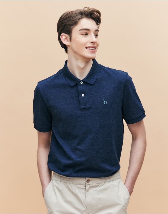 헤지스 맨 [25SS] [링클프리] 다크네이비 반팔 피케 티셔츠 HZTS5B403N5