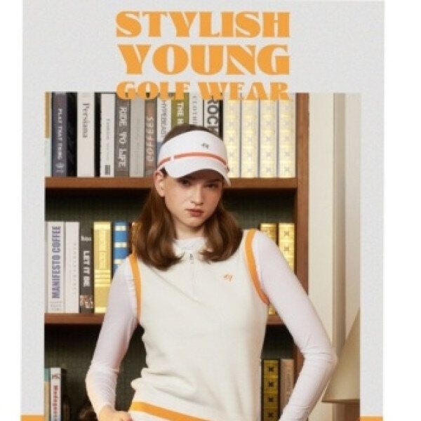 [모다아울렛][엘르골프]여성 반전패턴 반집업  조끼 스웨터 6J-43103_US 울산점