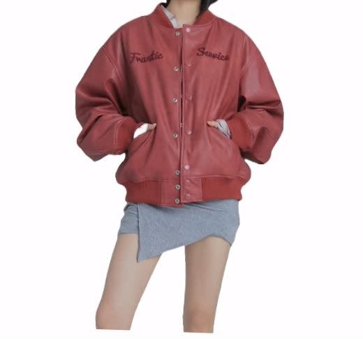 FRANTICSERVICE FRANTICSERVICE 핸드 드로잉 바시티 자켓- 레드