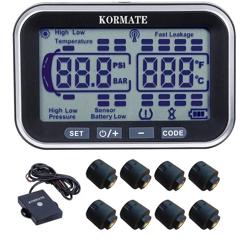 [해외] 압력 센서 sensor Kormate 트레일러 타이어 모니터링 시스템 트럭 TPMS 6-24 캡 7 개의 경고 모드 절전 디스플레이 안정