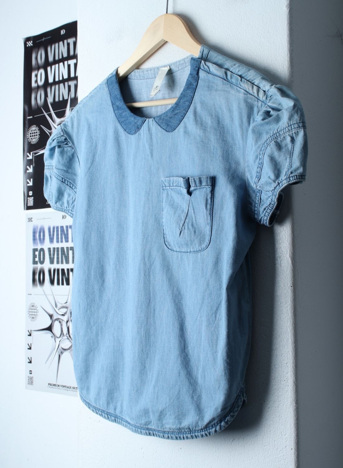 빈티지 W(S)오즈세컨 반팔 티셔츠 한섬 데님 청 키치49