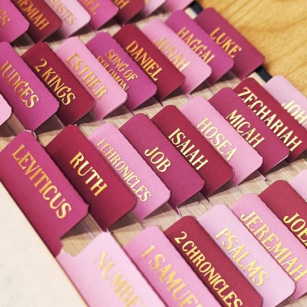 VYRANA [해외] 영어 성경 영문 홀리 바이블 라미네이트 성경 탭 금박 엠보싱 레터링 성경 챕터 인덱스 탭 여성 남성용 대형 프린