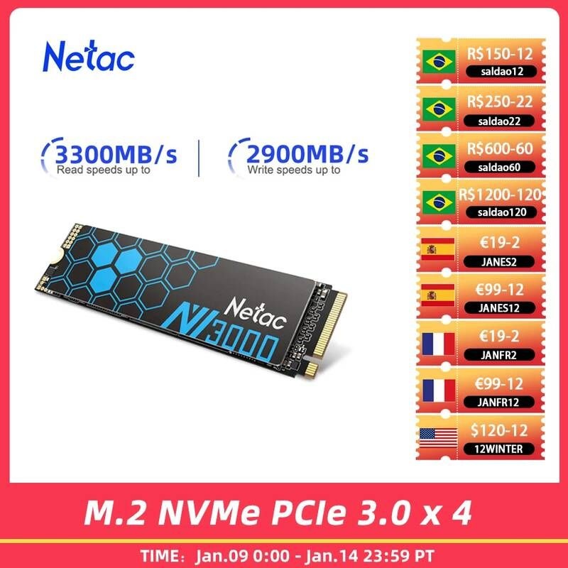 UnKnown [해외] 노트북 SSD 에스에스디 M.2 2TB 1TB 하드 Netac 500GB 1 테라바이트 NVMe 드라이브 250GB M2 PCIe 내장 솔리드 디스크 (데스크