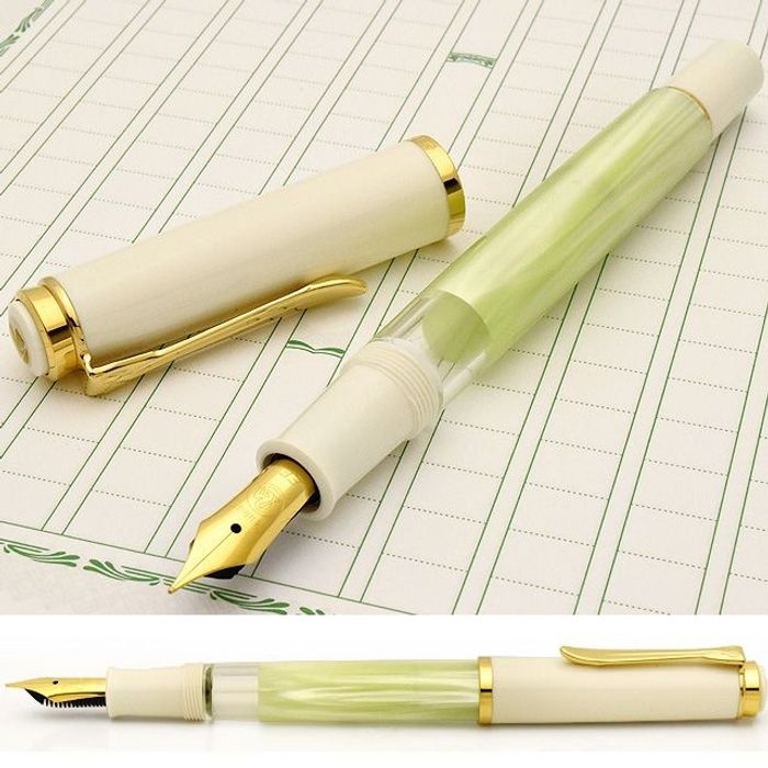 [해외] 펠리칸 만년필 M200 파스텔그린 일본 한정판 입문용 고급 펜촉 선물용 병잉크 포함