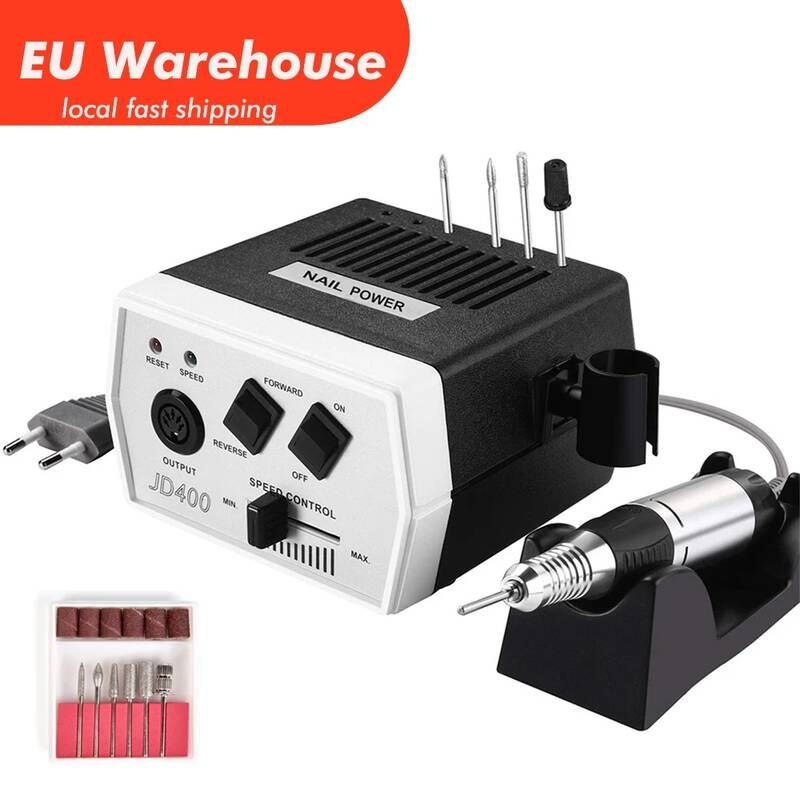 UnKnown [해외] 네일 세신 전동 드릴 전기 JD400 eu웨어 하우스 30000RPM 강력한 매니큐어와 페디큐어 파일 키트 도구 밀링 커터