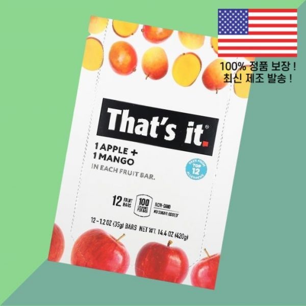 That's It [해외] 댓 잇 과일 후루츠 바 사과 애플 망고 12개입 각 1.2온스 35g That's It Fruit Bars Apple Mangoes 12 1.2oz Each