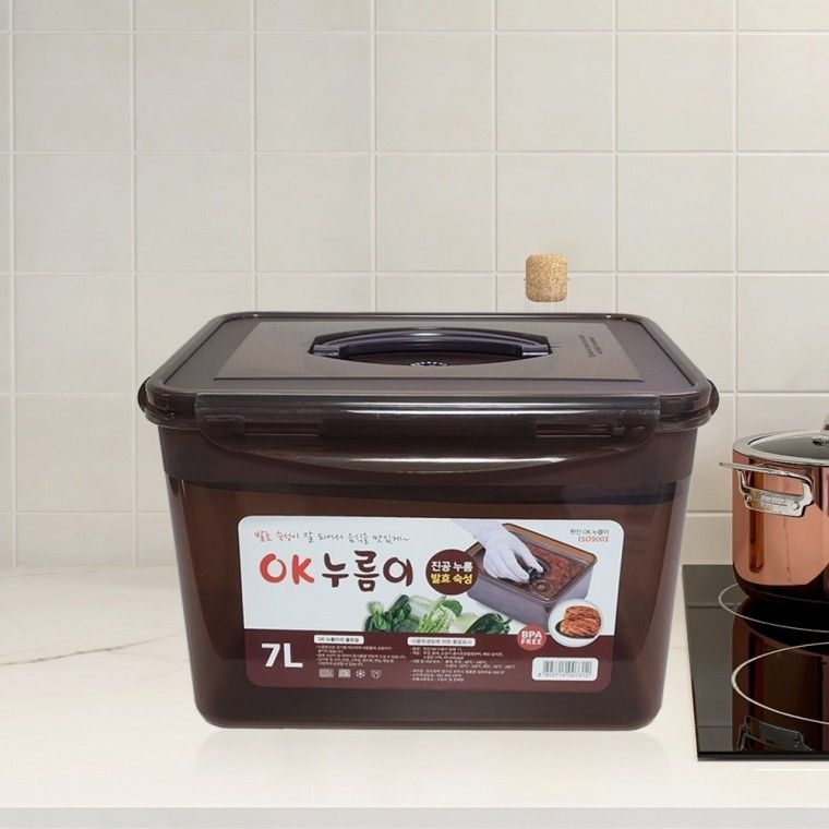 김 용기 김장 밀폐 김장통 밀폐통 밀폐김7리터누름이포함직사각 조아통7L 누름이 okay