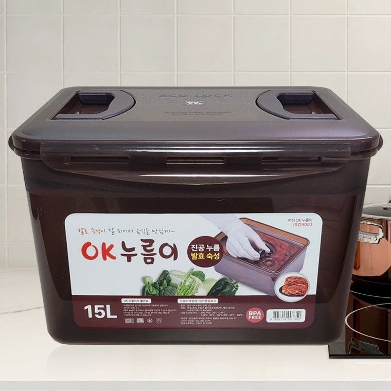 okay 밀폐김15리터누름이포함직사각 조아통15L 누름이 김장통 밀폐 통 김 용기 김장