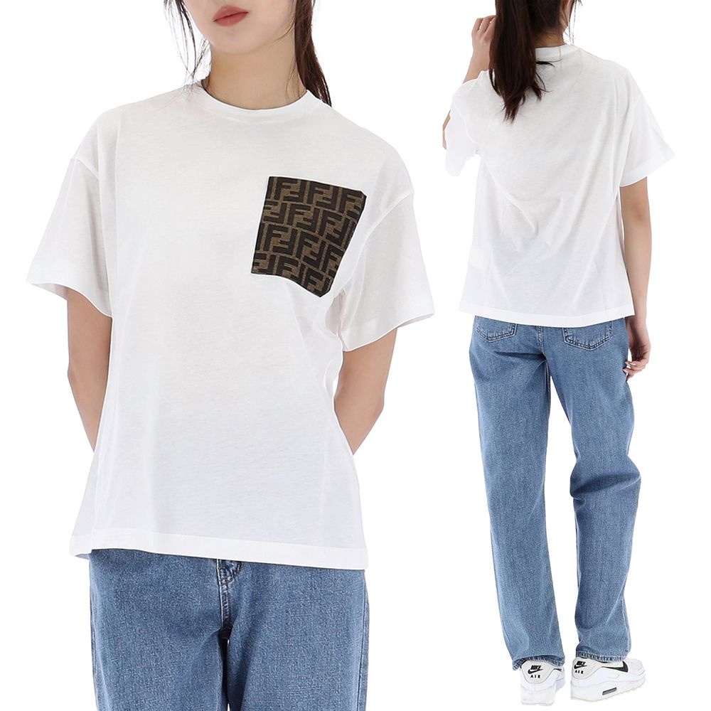 펜디 펜디 (현대Hmall) 26SS 펜디 로고 포켓 반팔 티셔츠 성인사이즈 JUI150 7AJ F0TU9-AK