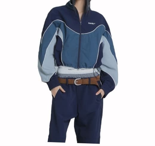 FRANTICSERVICE FRANTICSERVICE 커브 패널 윈드브레이커 - 네이비