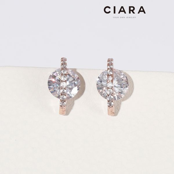 씨아라 [하프클럽]CIARA 14K Jenne 빅캐럿 D커팅 하프 샤이닝 귀걸이(GoldPlated)