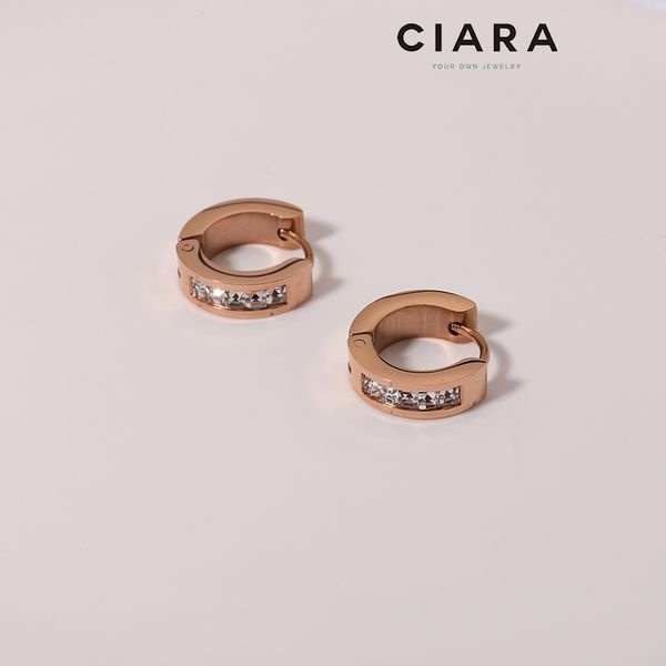 씨아라 [하프클럽]CIARA 써지컬스틸 Cagliari 투써클 블록브루드 원터치 귀걸이