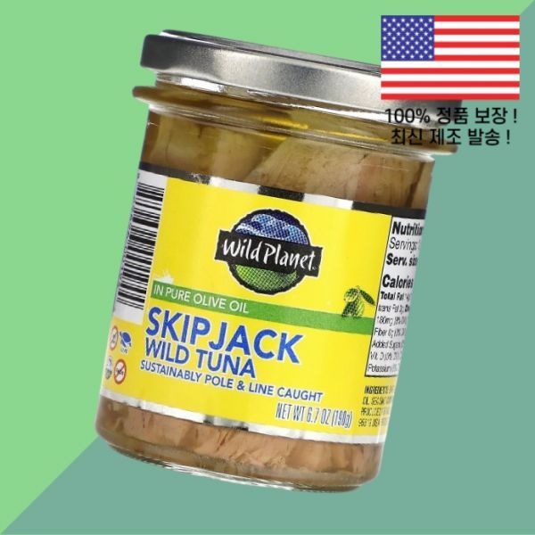 Wild Planet [해외] 와일드 플래닛 가다랑어 참치 퓨어 올리브 오일 6.7온스 190g Wild Planet Skipjack Tuna in Pure Olive Oil 6.7oz