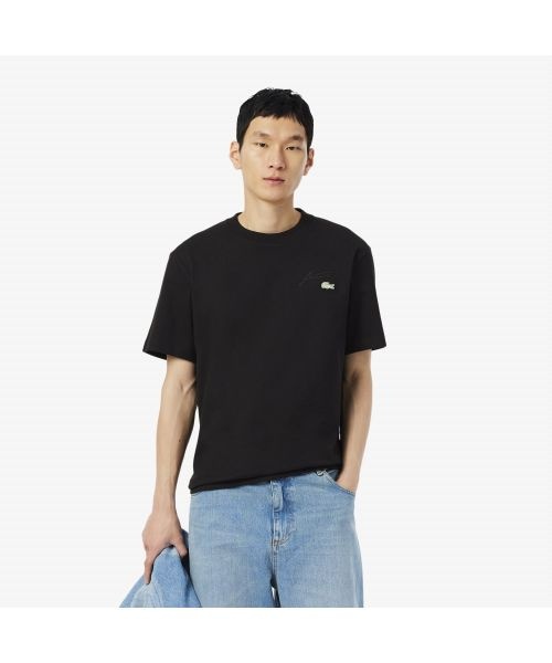 LACOSTE 라코스테 남성 레터링 자수 클래식핏 반팔 티셔츠 TH5492-55N 031 72K915 82U750