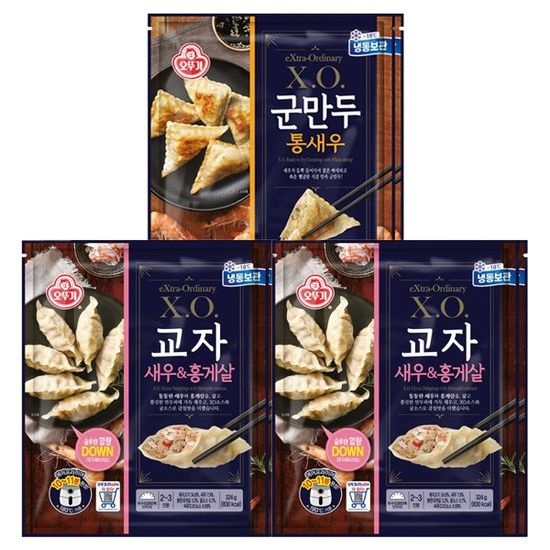 XO 교자 새우 홍게살 324g 4봉 + 통새우군만두 300g 2봉