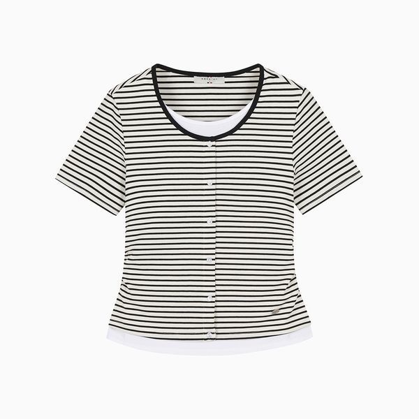 행텐 틴즈 [보리보리]여성 스트라이프 가디건 레이어드 반팔 티셔츠_003(10570-131-411-69)