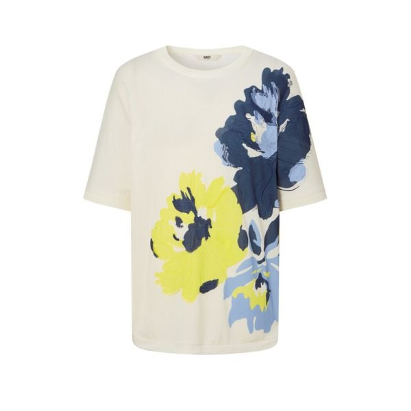 LF 닥스 레이디스 [닥스레이디스] [닥스 여성] [25SS] DLTS5B601CR 크림 플라워 프린트 반소매 티셔츠