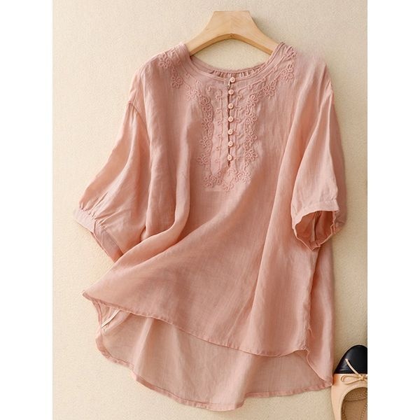 화세 화세 [하프클럽]화세 미니넥버튼셔링퍼프블라우스_HL6MBL007C