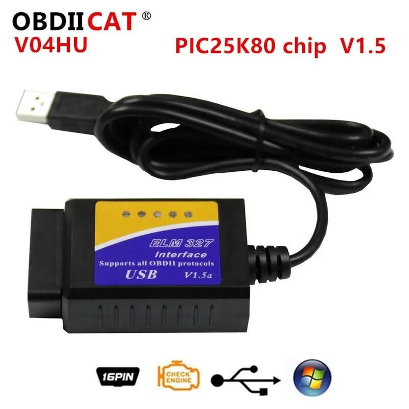 UnKnown [해외] 자동차 스캐너 차량 점검기 진단기 OBDIICAT V04HU ELM327 USB V1.5 스캔 인터페이스 PIC18F25K80 OBDII 자동 코드 리더 OBD2 진