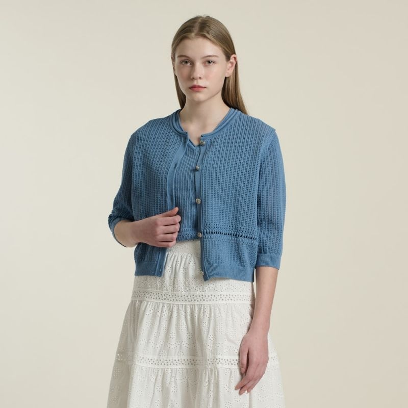 [롯데백화점] BCBG 크로셰 트윈 라운드넥 가디건 B6B4K117 LE1221359891