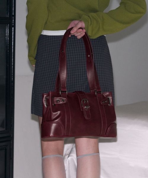 키야모 액시스 레더 숄더 백_Ripe Cherry