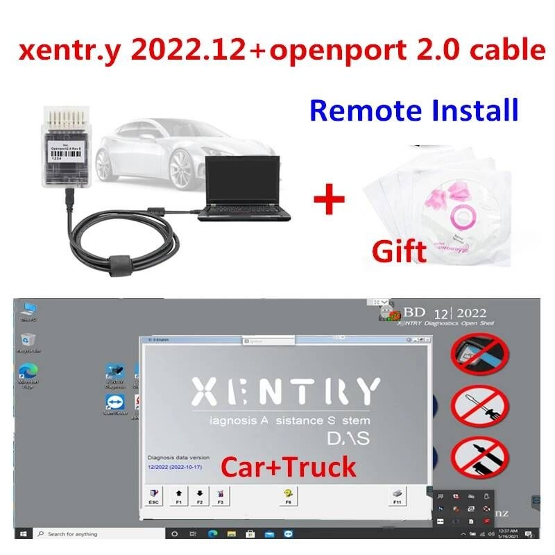 UnKnown [해외] 자동차 스캐너 차량 점검기 진단기 최신 Xentry.12 소프트웨어 Tactrix Openport 2.0 오픈 포트 J2534 진단 도구 Ben.z 트럭용