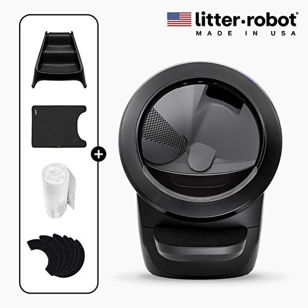 [리터로봇]리터로봇4 고양이 자동 화장실+전용 계단+라이너 25봉 +카본필터 6입+트랩매트 SET   (사은품: 6만원 ...