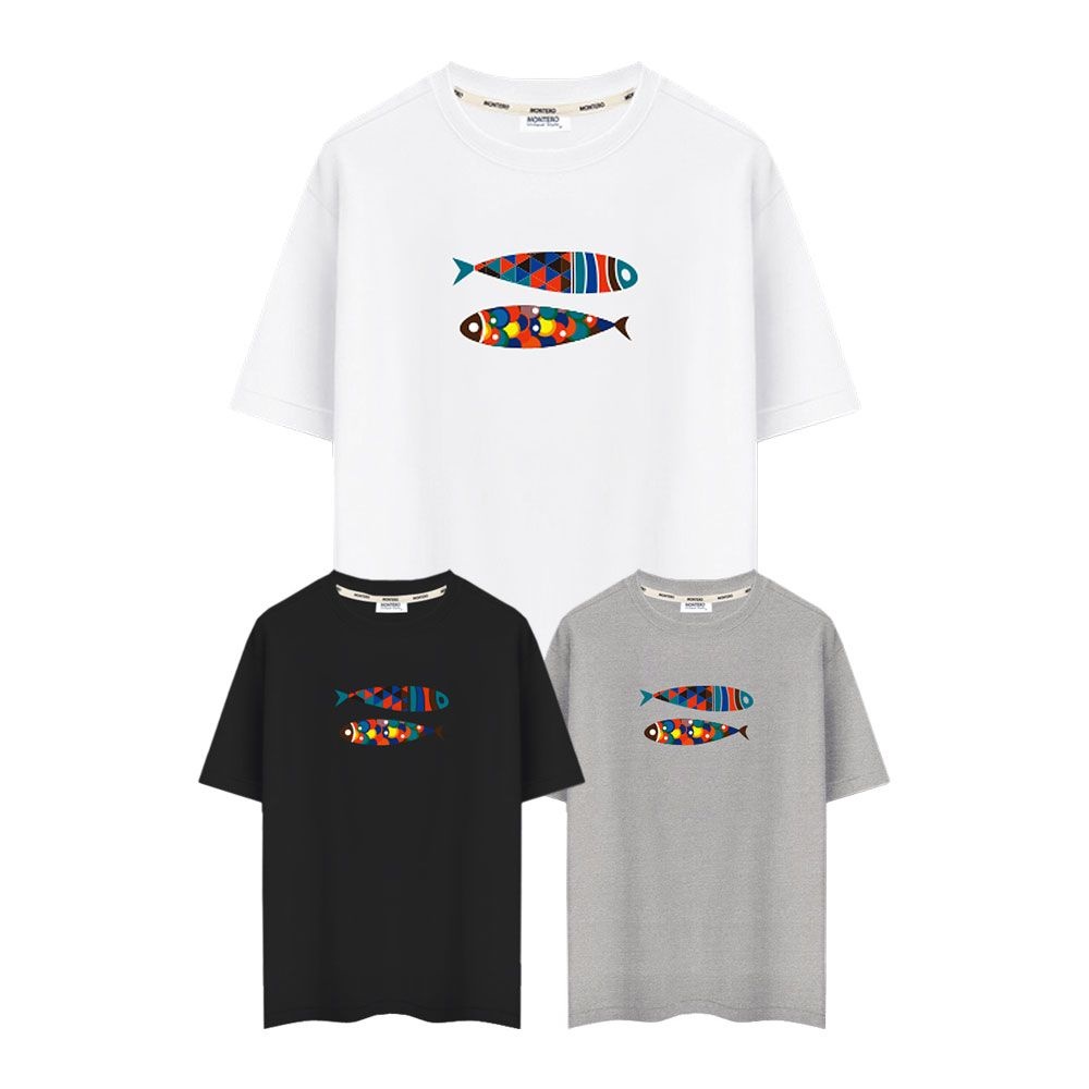 M-3XL 비침없는 기능성 쿨코튼 20수 반팔티 컬러물고기