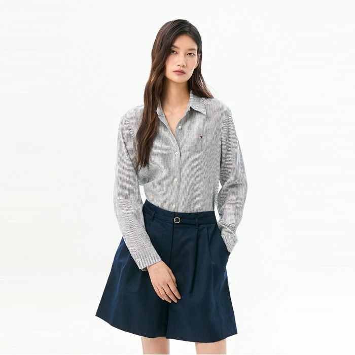 타미힐피거 여성 [공식] 린넨 스트라이프 셔츠 T22G3WSH084WT20X9