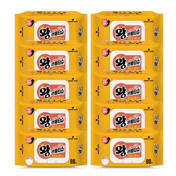 코코토토 왕큰 엠보싱 물티슈 캡형 80매x10개