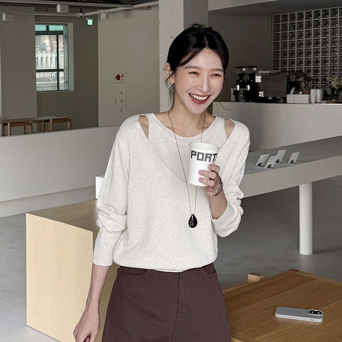 슬릿 레이어드 루즈니트