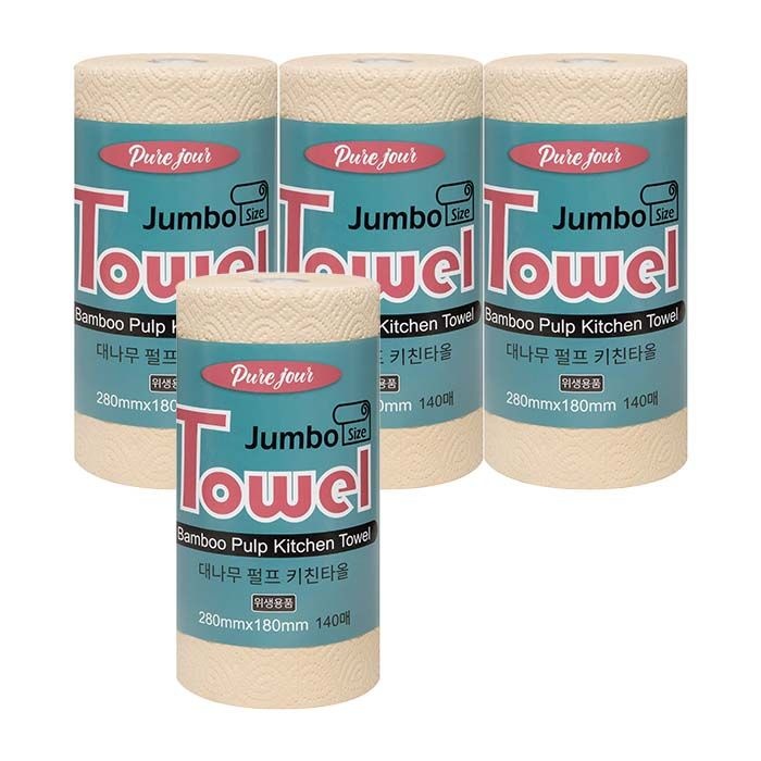 개별포장 3겹 265x180 점보사이즈 뱀부 키친타올 140매x4롤 외 주방세제/수세미/종이호일/건조기시트