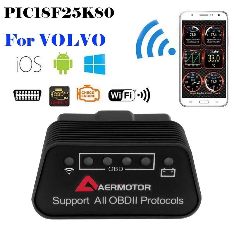 [해외] 자동차 스캐너 차량 점검기 진단기 PIC18F25K80 ELM327 WIFI OBD2 Volvo XC60 XC90 XC70 XC40 S90 S80 S70 S60 S40 V40 V60 V90 IOS 진단 도