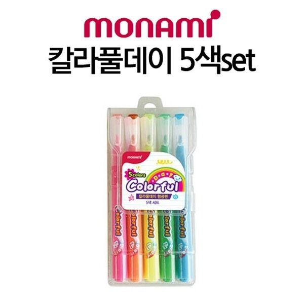 [패션플러스][비투비월드]모나미 5색 칼라풀데이 형광펜세트/형광펜 학용품