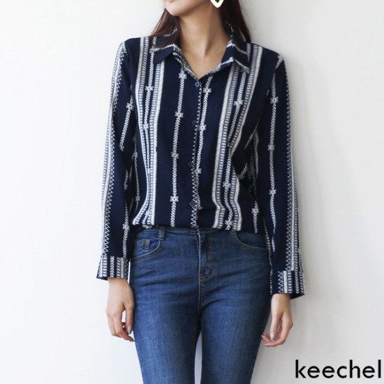 데일리룩 [키첼] 줄스 라인 블라우스