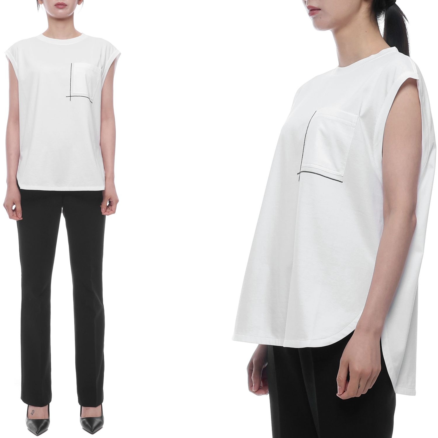 [롯데백화점] 브루넬로 쿠치넬리 여성 모닐리 포켓 디테일 민소매 티셔츠  M0T81HA830 C6159 25S LE1220041750