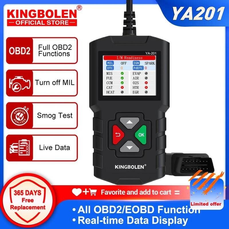 UnKnown [해외] 자동차 스캐너 차량 점검기 진단기 KINGBOLEN-YA201 OBD2 EOBD 코드 리더 전문 자동 엔진 검사 진단 도구 PK LAUNCH CR3001