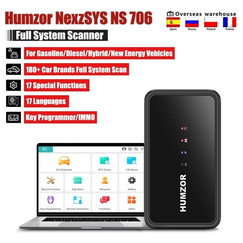 UnKnown [해외] 자동차 스캐너 차량 점검기 진단기 Humzor-NexzSYS NS 706 진단 OBD 2 OBD2 17 재설정 서비스 ECU 키 프로그래머 도구 pk Thinkd