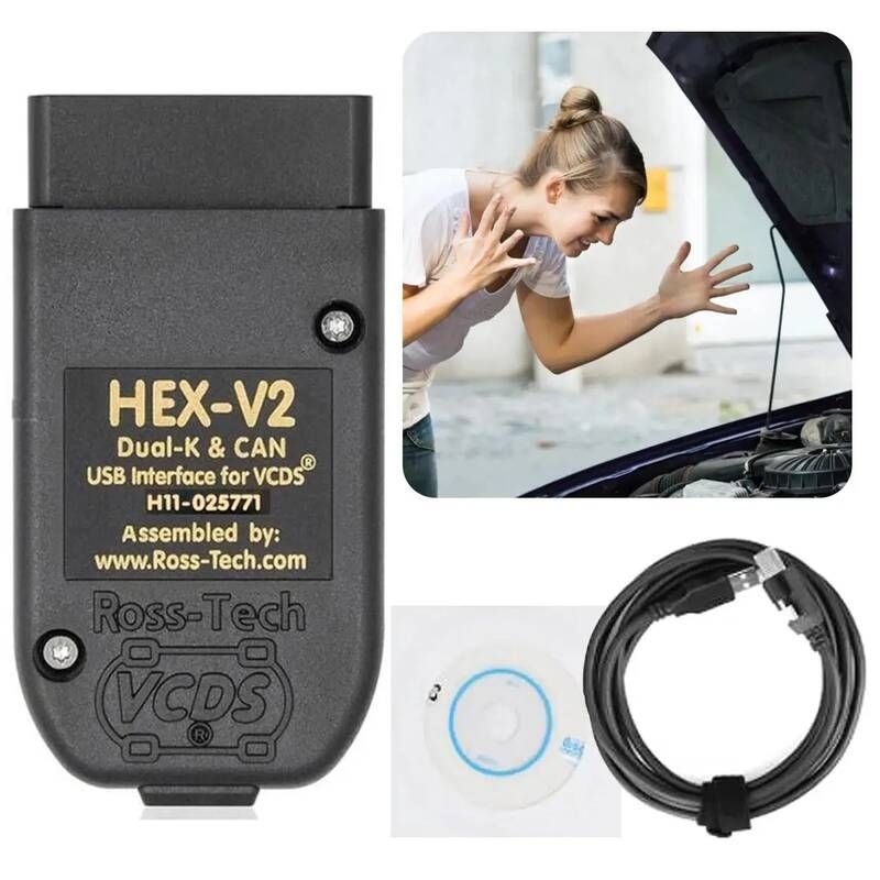 UnKnown [해외] 자동차 스캐너 차량 점검기 진단기 VCDS VAG COM 22.9 OBD2 HEX V2 USB 인터페이스 VW AUDI Skoda 좌석 무제한 VINs 광택/영어 Atm