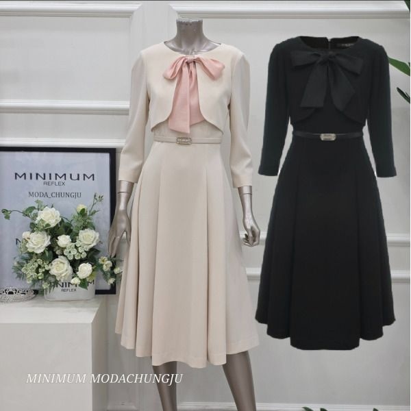 [미니멈 (패플)] [미니멈]MD 투피스스타일 플레어 원피스 MD MYCAWO7030BK1