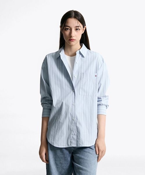 <매장정품> TOMMY HILFIGER 타미힐피거 스트라이프 포플린 이지 셔츠 (T22F6WSH031WT20A7) T22F6WSH031WT20A7 1273695