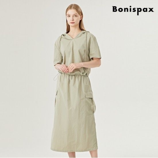 보니스팍스 보니스팍스 정상가:99,000원 | 후드넥 루즈핏 티셔츠 카고 밴딩 스커트 셋업 XO2OW011L0 1239736