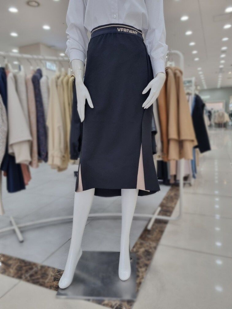 H라인 배색 밴딩 스커트 IN3N0SK71390DJ