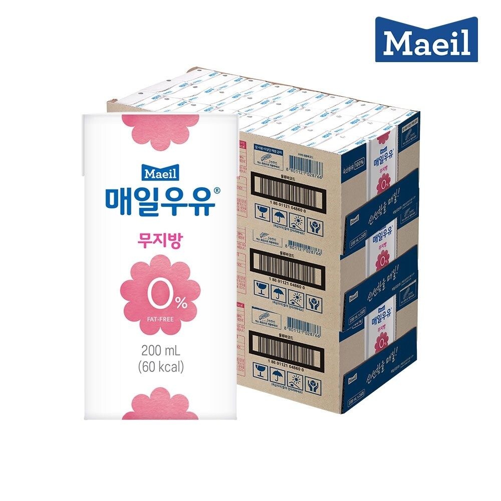 (주)매일유업 매일 무지방0프로 멸균우유 200ml 72팩