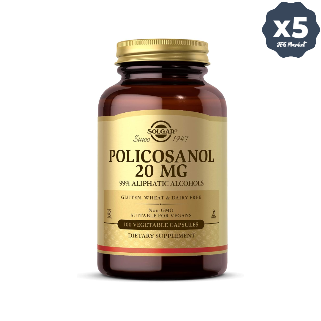 [해외] 솔가 폴리코사놀 20mg 식물성 100캡슐, 5개