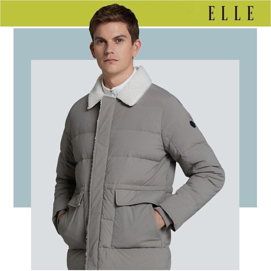 옷깃 플리스 긴기장 남성 다운 점퍼 6I72006-105CJ