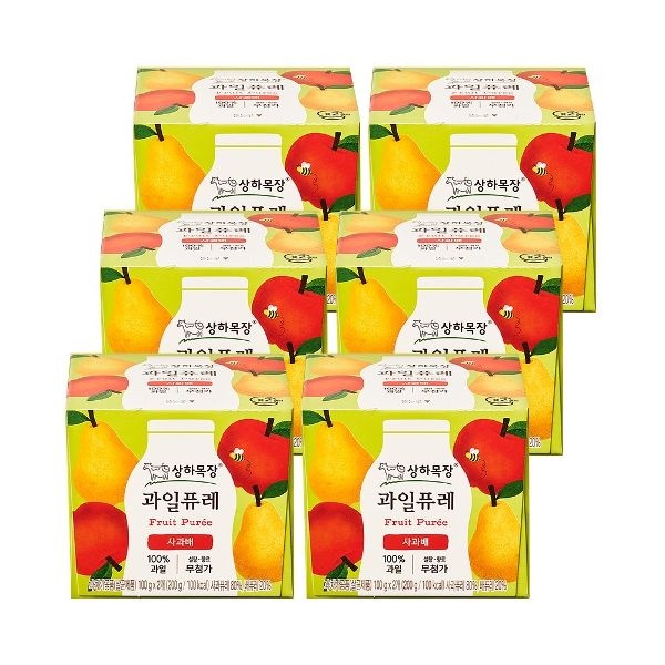 상하목장 과일퓨레 사과배 200g 6개(100g X 12입)