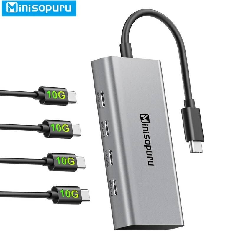 [해외] 노트북 멀티포트 C타입 미니sopuru USB C 허브 10Gbps 4 포트 - 데이터 전송 전용 분배기 MacBook Pro Air iMac Type-C 3.2 허브용