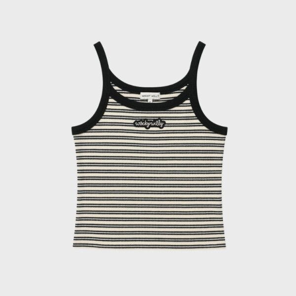 와키윌리 [와키윌리] 우먼스 스트라이프 슬리브리스 블랙 WA2602ST76BK